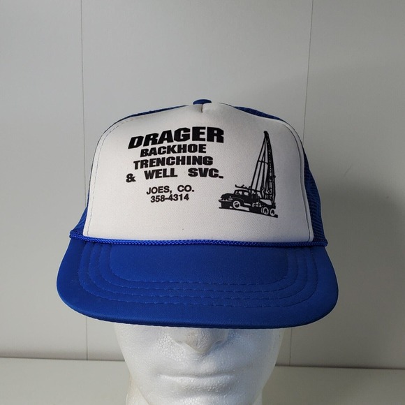 VTG Drager Backhoe Well Trenching Drilling Truck Rig Snapback Hat Trucker Cap - Picture 2 of 9